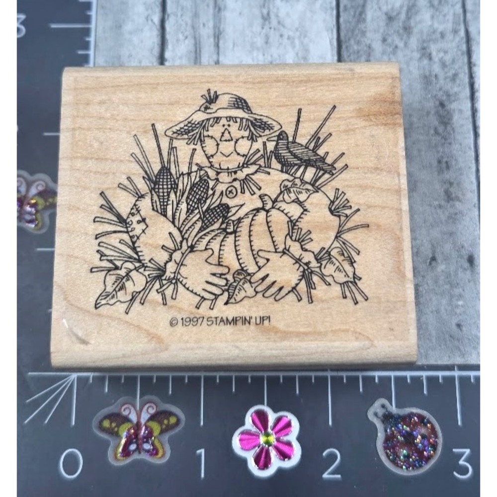 Stampin' Up! Harvest Scarecrow Fall Thanksgiving Rubber Stamp Wood #K118